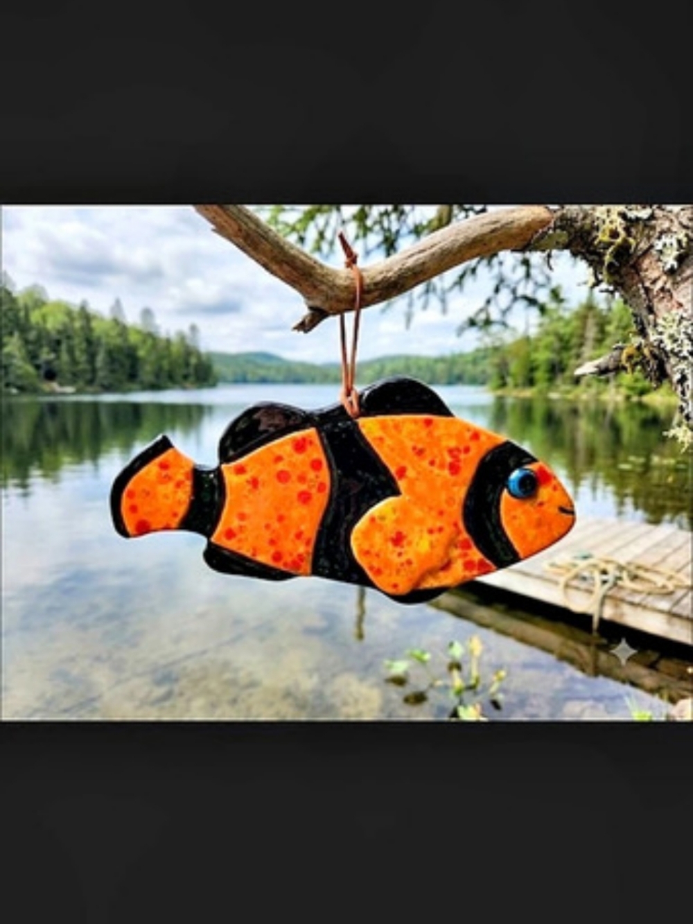 Ceramic Handcrafted Orange & Black Fish Decor